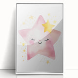 Smiling Star Girls Room Wall Art – Celestial Nursery Print