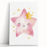 Smiling Star Girls Room Wall Art – Celestial Nursery Print
