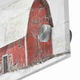 Close-up of a vibrant landscape barn wall art piece, featuring rich colors and intricate textures, designed for acrylic glass display, enhancing rustic decor.