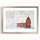 Landscape barn wall art framed with a silver mat, showcasing rustic charm and vibrant colors, ideal for enhancing home decor in country-themed interiors.