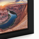 Framed canvas artwork depicting a stunning landscape of vibrant canyons, showcasing rich colors and intricate details, perfect for home decor and nature lovers.