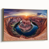 Framed landscape canvas art depicting vibrant canyons with rich gold accents, showcasing intricate details and textures, perfect for home decor enhancement.