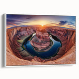 Framed landscape canvas depicting vibrant, abstract canyon scenery in earthy tones, showcasing intricate details and textures, perfect for home décor.