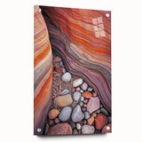 Acrylic glass landscape art showcasing a vibrant desert scene with a side view, elegantly mounted with pins for display, perfect for modern decor.