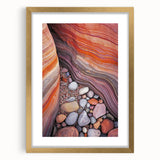 Desert landscape framed artwork featuring a gold mat, showcasing warm tones of the arid terrain and a sleek modern design ideal for home decor. Perfect for adding a touch of elegance to any room.