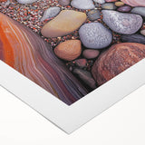 Desert landscape rolled canvas artwork showcasing vibrant orange and yellow hues, capturing the serene beauty of arid terrain, perfect for home decor.