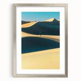 Framed landscape art showcasing tranquil sand dunes with a silver mat, perfect for home decor. This elegant piece adds a serene touch to any room's ambiance.