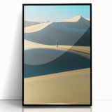 Framed acrylic artwork showcasing serene sand dunes in a minimalist black frame, adding a modern touch to home decor. Perfect for nature lovers seeking tranquil landscapes.