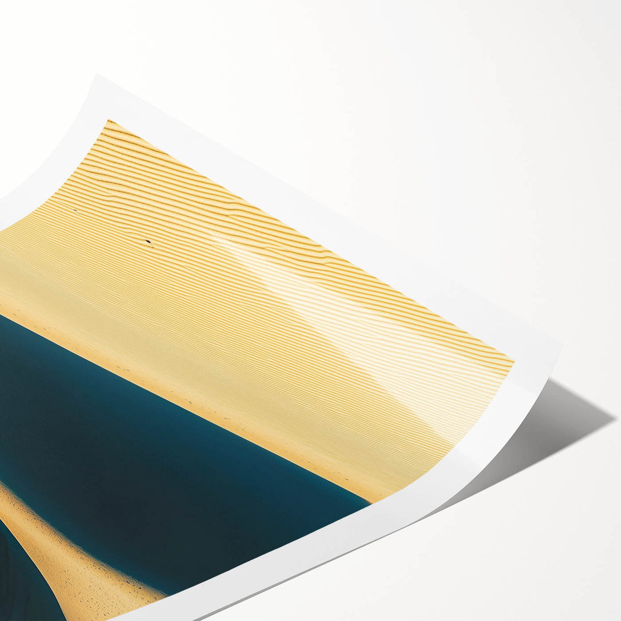 Stunning rolled canvas print of serene desert dunes, showcasing soft golden and beige tones, ideal for modern home decor. Perfect for enhancing tranquil spaces.