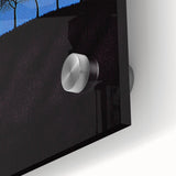 Close-up of an acrylic glass landscape design showcasing vibrant fields and greenery, highlighting intricate details and vivid colors, perfect for home decor.