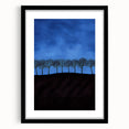 Black-framed landscape artwork featuring vibrant green fields and a serene blue sky, elegantly matted for a polished look, ideal for home decor enhancement.