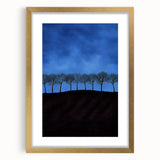 Elegant gold-framed landscape artwork showcasing a serene field scene, highlighted by a mat border. Ideal for home decor or office spaces, perfect for nature lovers.