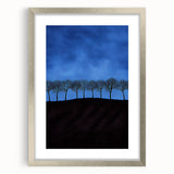 Elegant silver frame showcasing a landscape art piece of vibrant green fields, matted for a polished look, perfect for home decor or office settings.