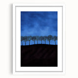 Framed landscape artwork featuring vibrant fields in a white mat, ideal for home decor, showcasing natural beauty and serene colors for a calming ambiance.
