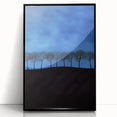 Framed acrylic artwork depicting vibrant landscapes with lush green fields and a clear blue sky, set in a sleek black frame, ideal for home decor.