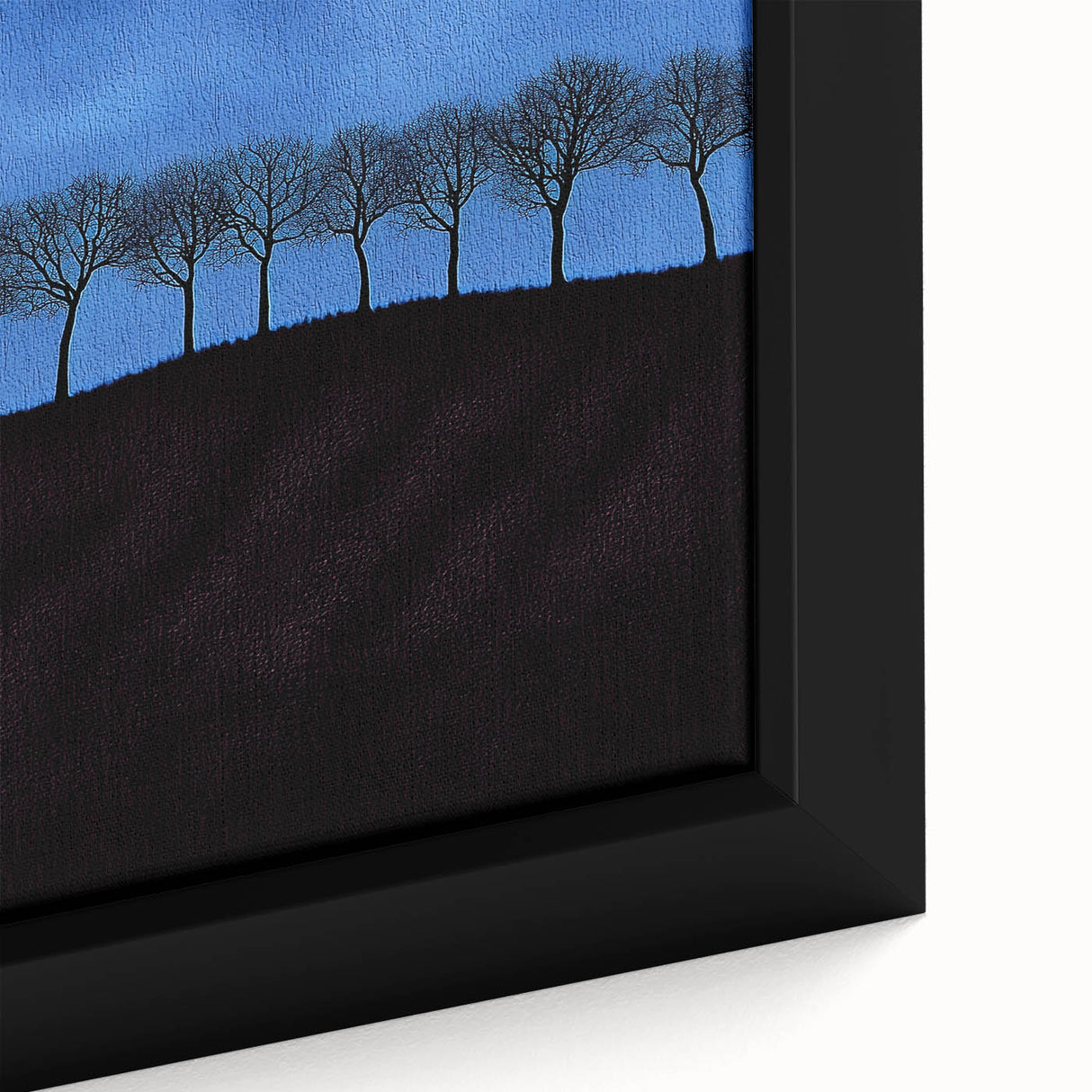 Close-up of a vibrant framed canvas depicting serene landscapes and fields, showcasing rich colors and intricate details, perfect for home decor enhancement.