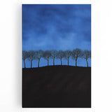 Stretched canvas artwork depicting vibrant landscapes with lush green fields under a clear blue sky, perfect for home decor and nature lovers.