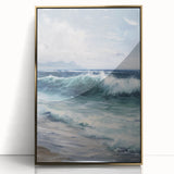 Framed acrylic landscape artwork featuring a vibrant sunset over mountains, enclosed in a chic gold frame, perfect for home decor and interior enhancement.