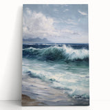 Stretched canvas art piece featuring vibrant landscapes in rich colors, elegantly leaning against a textured wall, perfect for home decor. Ideal for nature lovers seeking a serene ambiance.