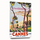 Retro Cannes Travel Poster – Vintage Côte d'Azur Art Print