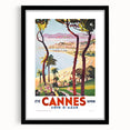 Retro Cannes Travel Poster – Vintage Côte d'Azur Art Print