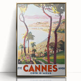 Retro Cannes Travel Poster – Vintage Côte d'Azur Art Print