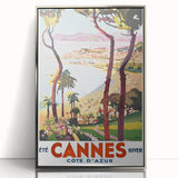 Retro Cannes Travel Poster – Vintage Côte d'Azur Art Print