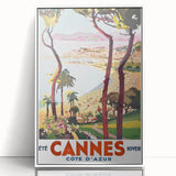 Retro Cannes Travel Poster – Vintage Côte d'Azur Art Print