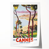 Retro Cannes Travel Poster – Vintage Côte d'Azur Art Print