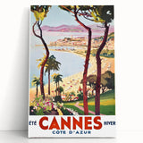 Retro Cannes Travel Poster – Vintage Côte d'Azur Art Print