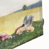 Realism Art Print - Shepherdess in Pasture by Winslow Homer, Fine Art Canvas