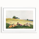 Realism Art Print - Shepherdess in Pasture by Winslow Homer, Fine Art Canvas