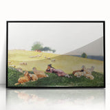Realism Art Print - Shepherdess in Pasture by Winslow Homer, Fine Art Canvas