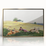Realism Art Print - Shepherdess in Pasture by Winslow Homer, Fine Art Canvas