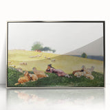 Realism Art Print - Shepherdess in Pasture by Winslow Homer, Fine Art Canvas