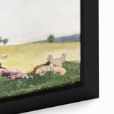 Realism Art Print - Shepherdess in Pasture by Winslow Homer, Fine Art Canvas