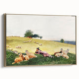 Realism Art Print - Shepherdess in Pasture by Winslow Homer, Fine Art Canvas