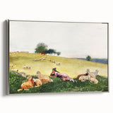 Realism Art Print - Shepherdess in Pasture by Winslow Homer, Fine Art Canvas