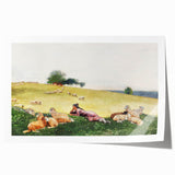 Realism Art Print - Shepherdess in Pasture by Winslow Homer, Fine Art Canvas
