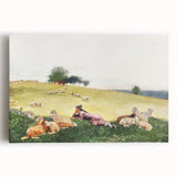 Realism Art Print - Shepherdess in Pasture by Winslow Homer, Fine Art Canvas