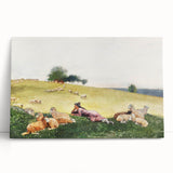 Realism Art Print - Shepherdess in Pasture by Winslow Homer, Fine Art Canvas