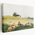Realism Art Print - Shepherdess in Pasture by Winslow Homer, Fine Art Canvas