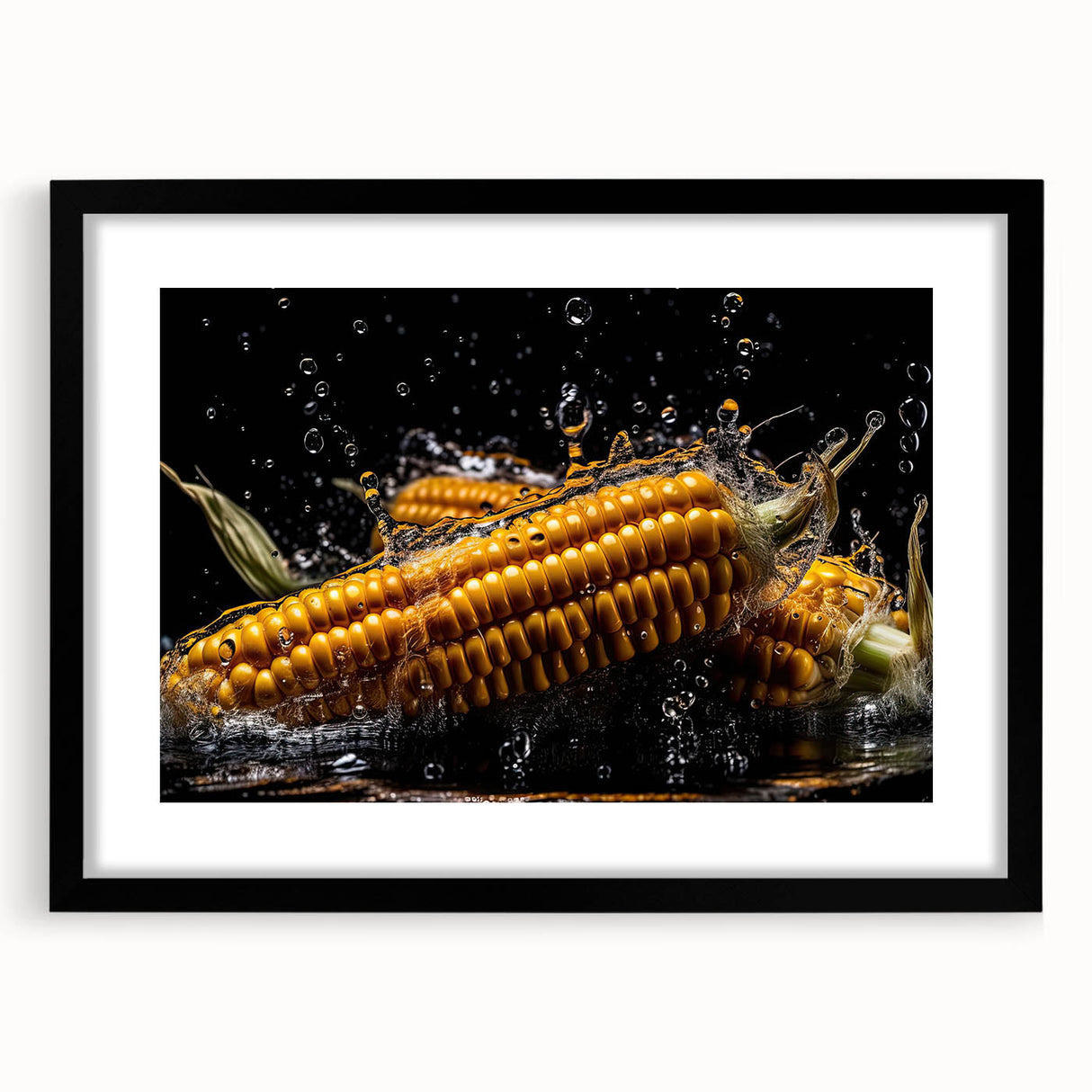 Golden Corn Splash Art – Dynamic Kitchen Food Photography Print