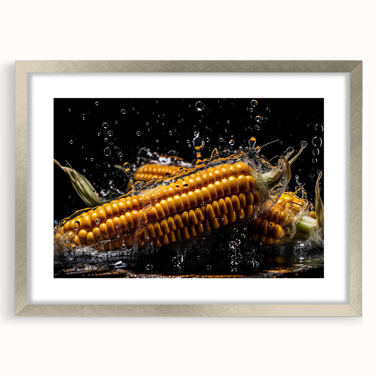 Golden Corn Splash Art – Dynamic Kitchen Food Photography Print