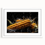 Golden Corn Splash Art – Dynamic Kitchen Food Photography Print