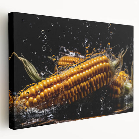 Golden Corn Splash Art – Dynamic Kitchen Food Photography Print