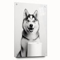Husky Bathroom Wall Art - Minimalist Black and White Decor