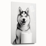 Husky Bathroom Wall Art - Minimalist Black and White Decor