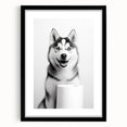 Husky Bathroom Wall Art - Minimalist Black and White Decor