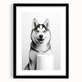 Husky Bathroom Wall Art - Minimalist Black and White Decor